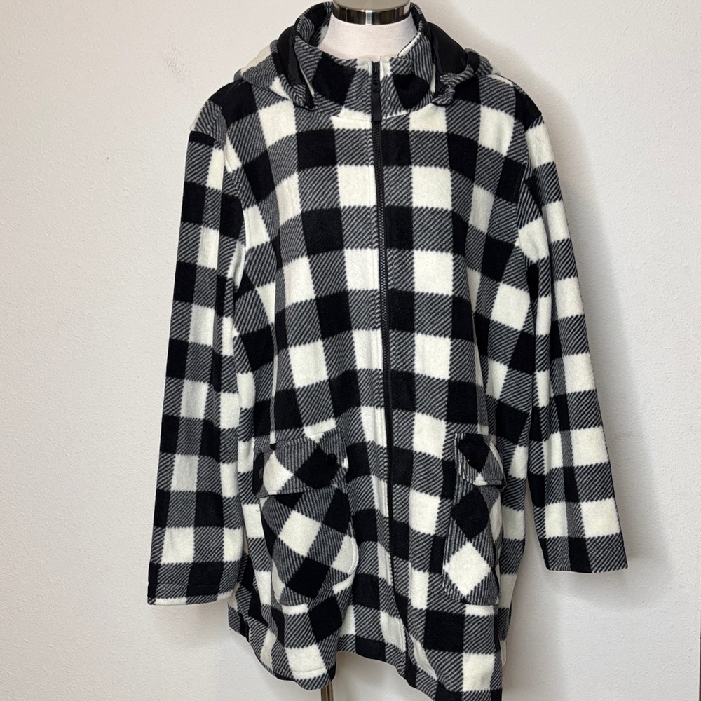 Woman Within size 1X (22/24) Black and White Checkered jacket
